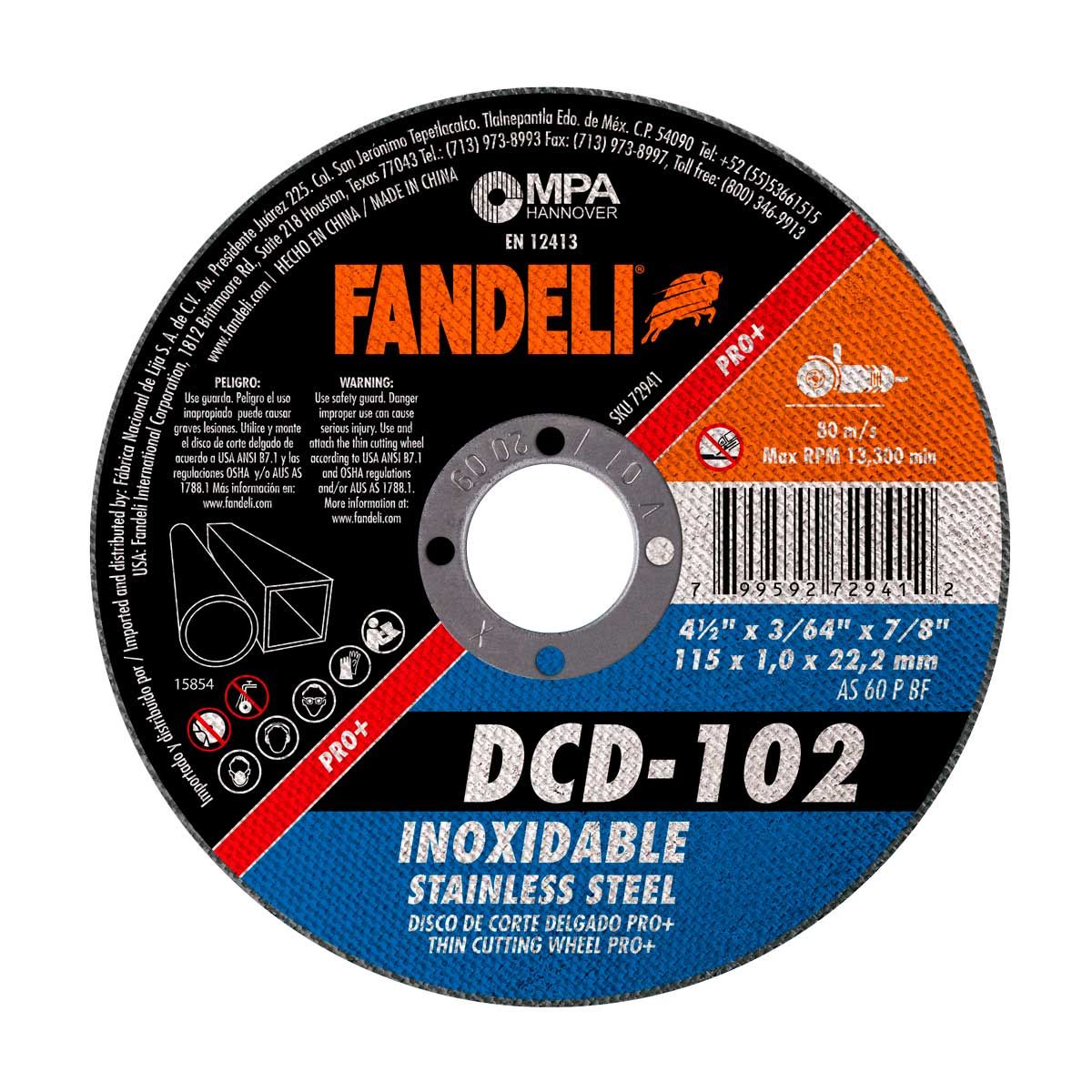 Fandeli Disco Corte T41 Inox Ef 4½"