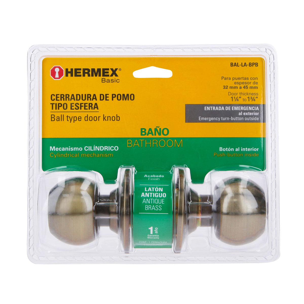 Cerradura Esfera Cilíndrico, Baño, Antiguo, Blíster, Basic