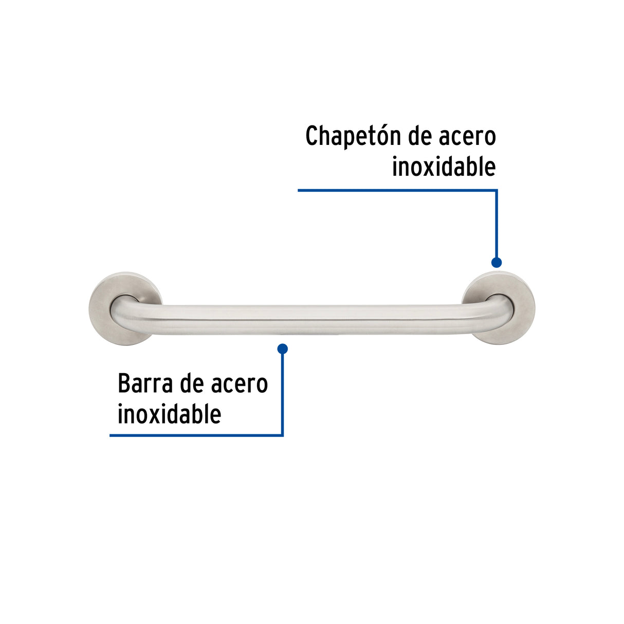 Barra Recta de Seguridad, Acero Inoxidable, 40 cm, Foset
