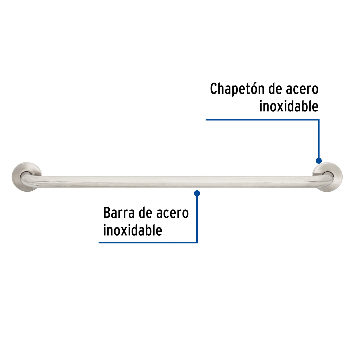 Barra Recta de Seguridad, Acero Inoxidable, 80 cm, Foset