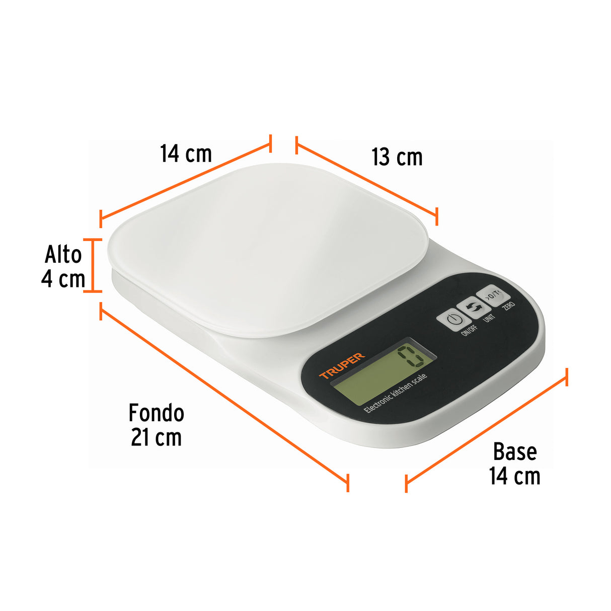 Báscula Digital para Cocina, Plato de Vidrio, 5 kg, Truper