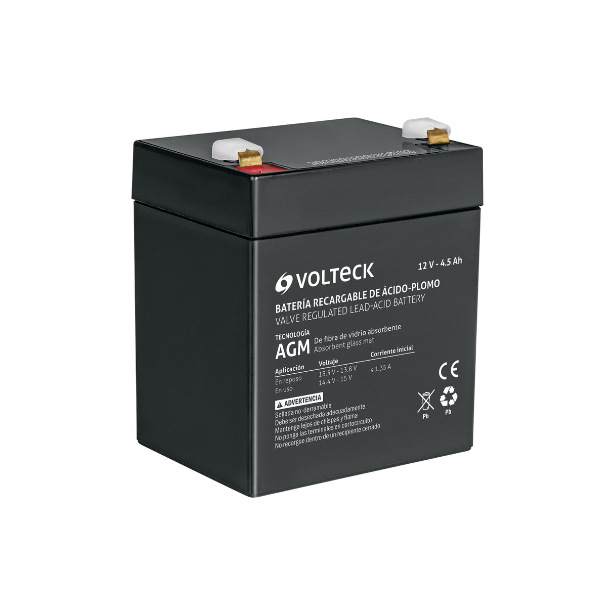 Batería Sellada de Ácido-plomo 12 Vcc 4.5 Ah, Volteck
