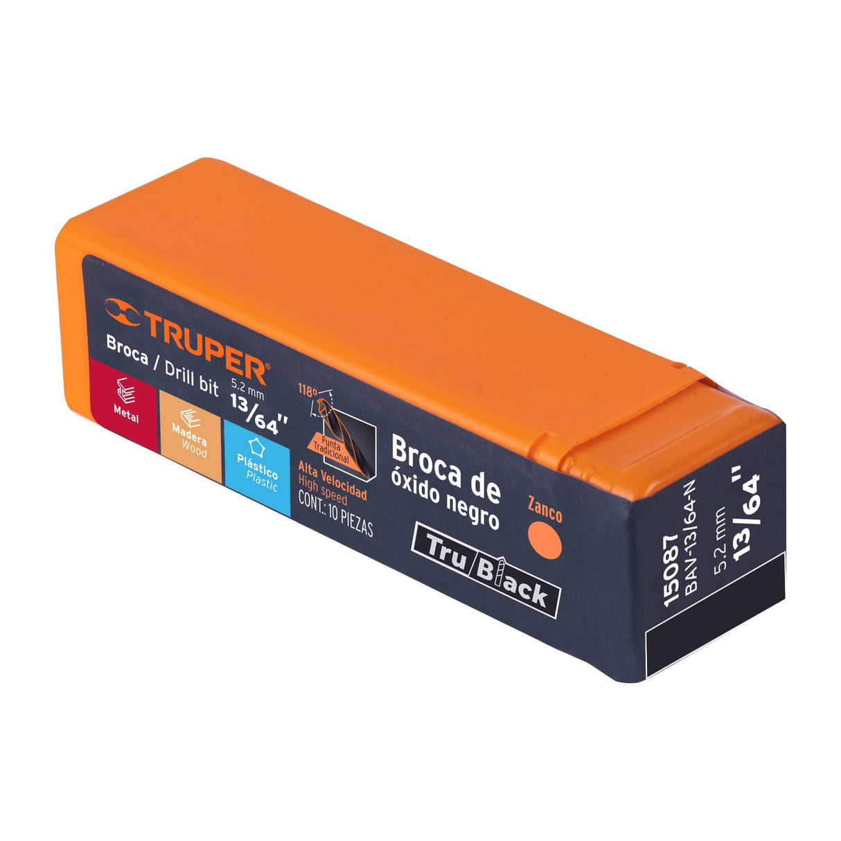 Broca HSS 13/64' Trublack para Metal, Truper