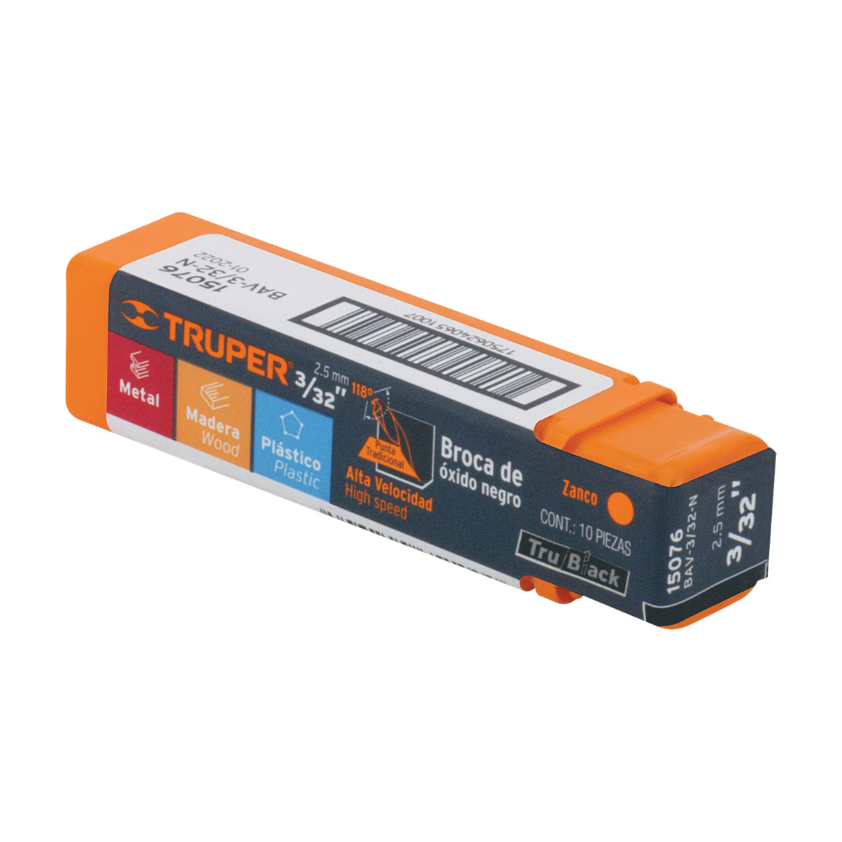 Broca HSS 3/32' Trublack para Metal, Truper