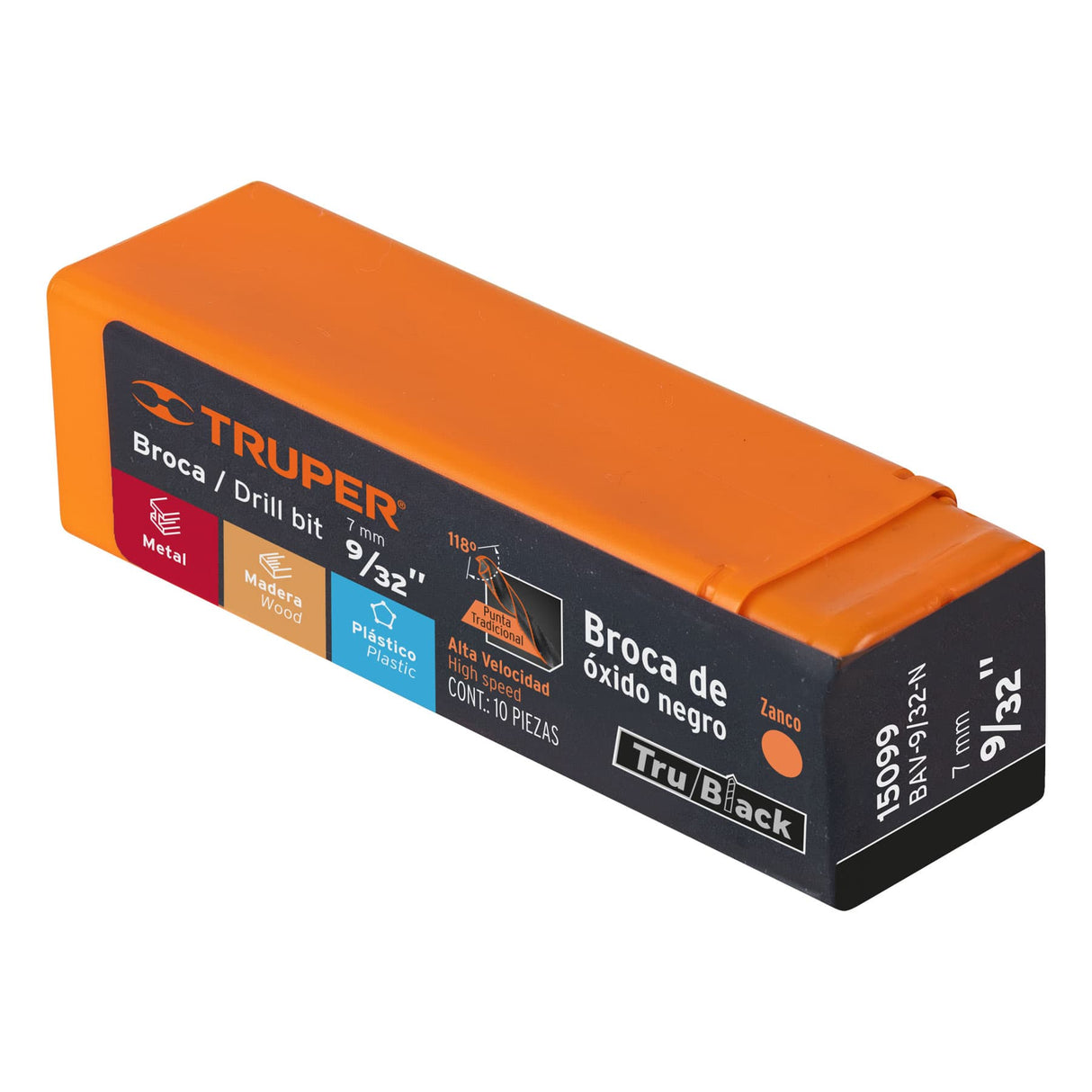 Broca HSS 9/32' Trublack para Metal, Truper