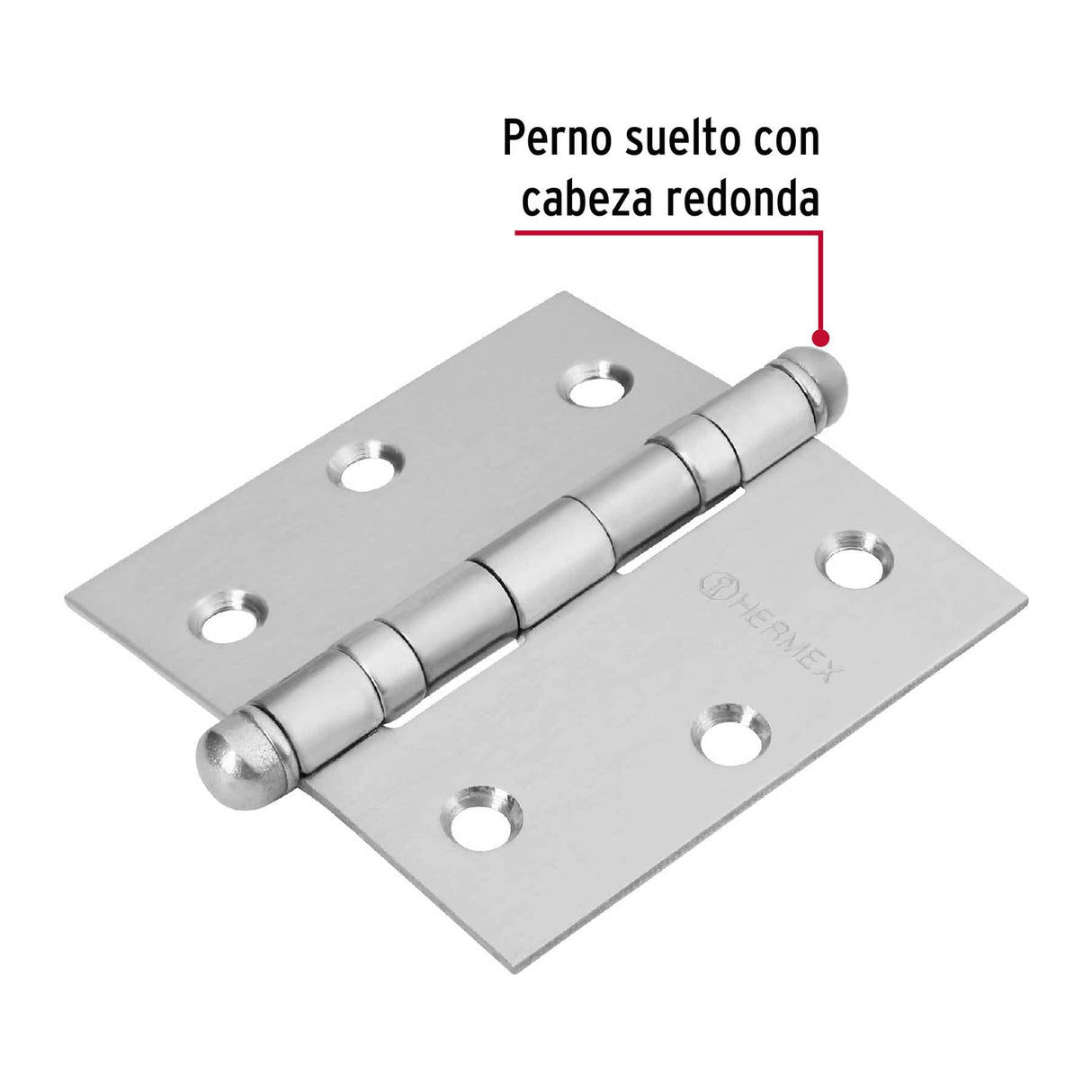 Bisagra Cuadrada 3' Acero Inox, Cabeza Redonda, Hermex