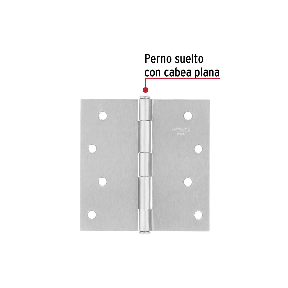 Bisagra Cuadrada 4', Satinado, Cabeza Plana, Basic