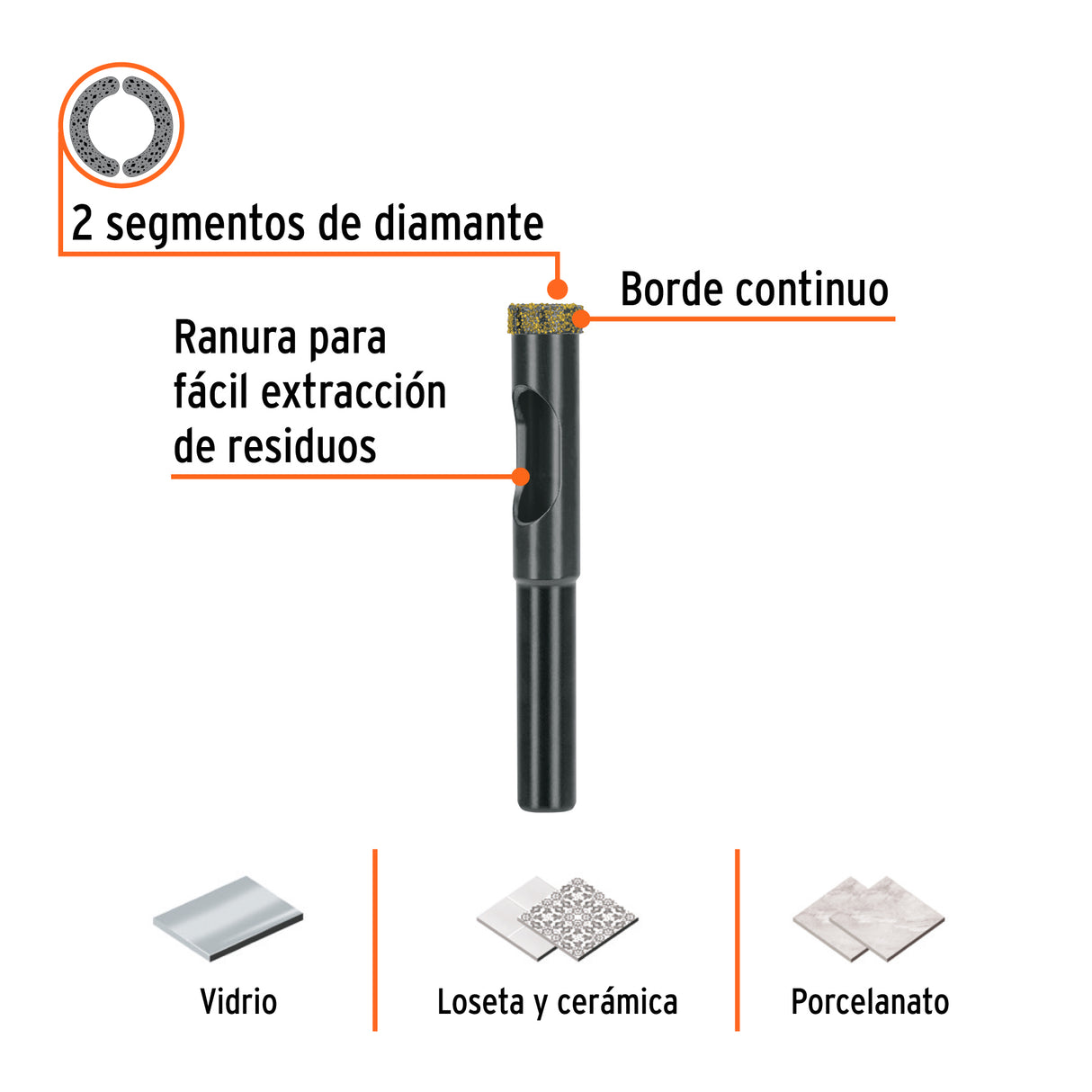 Broca Diamantada 3/8' (10 mm), Truper