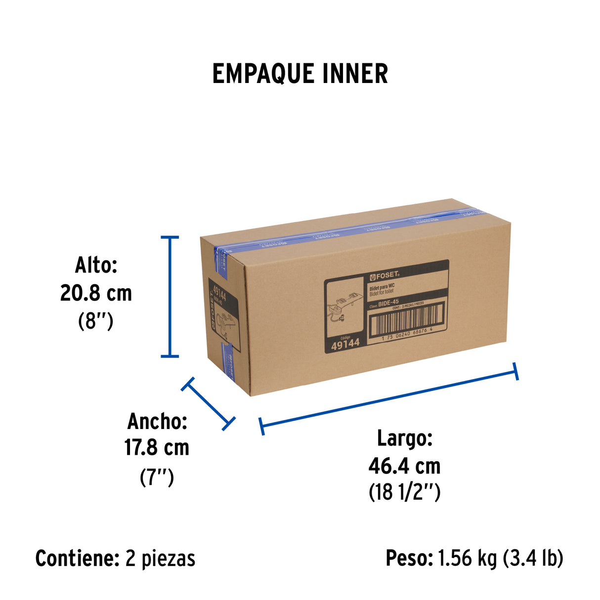 Bidet para Wc de 2 Piezas, Foset