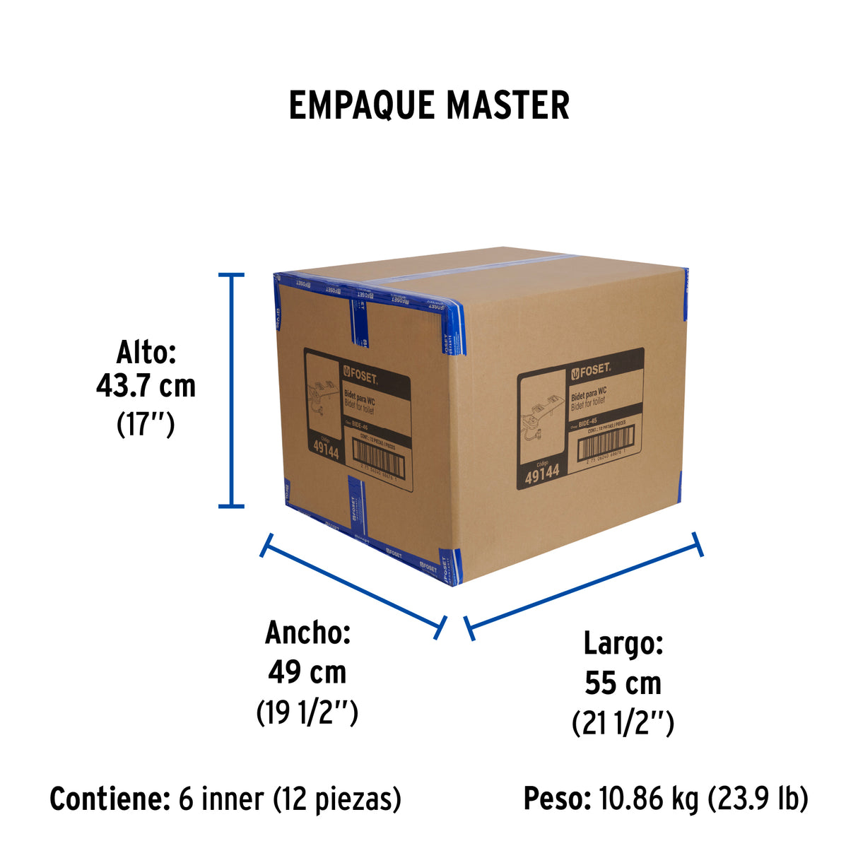 Bidet para Wc de 2 Piezas, Foset