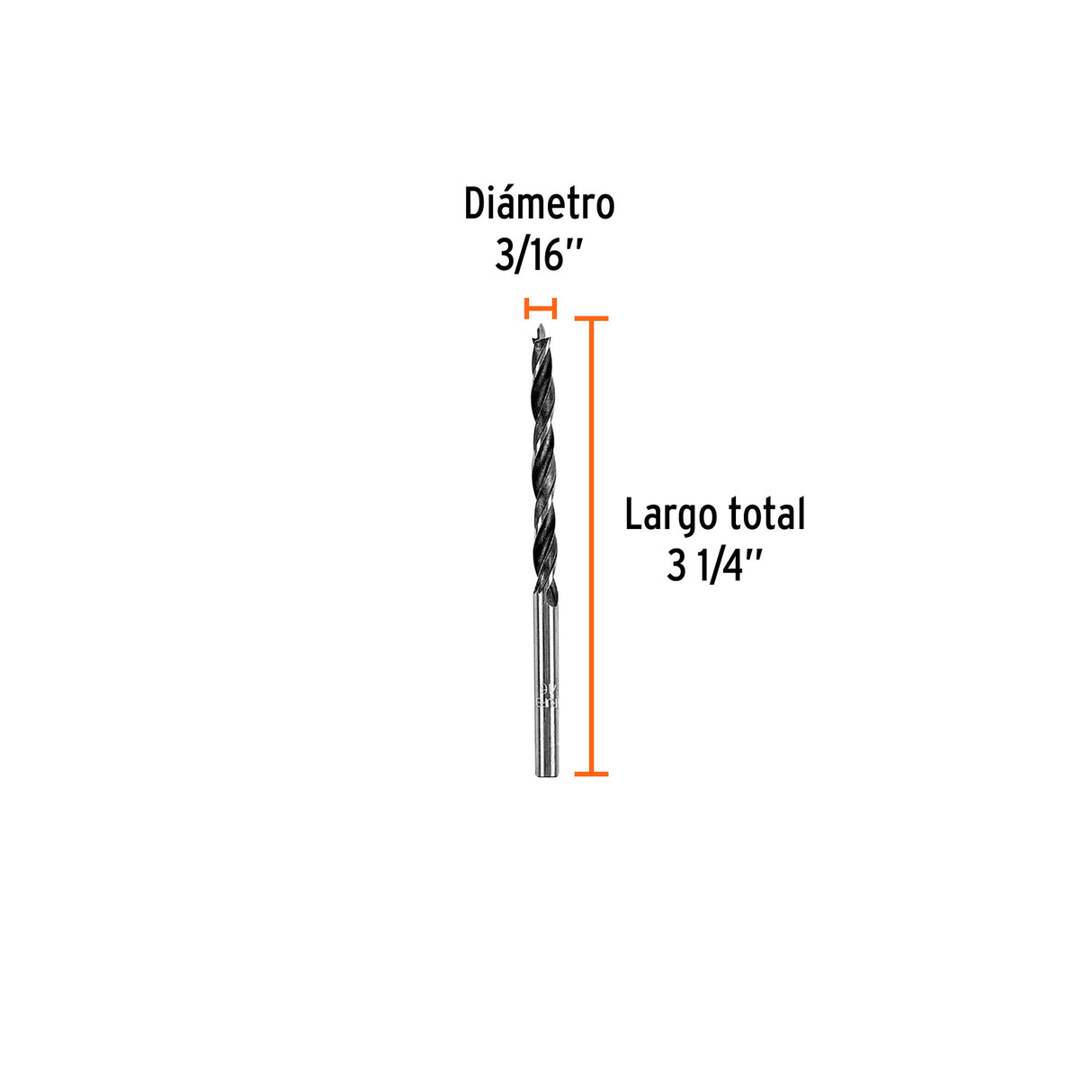 Broca con Punta Centradora para Madera 3/16', Truper