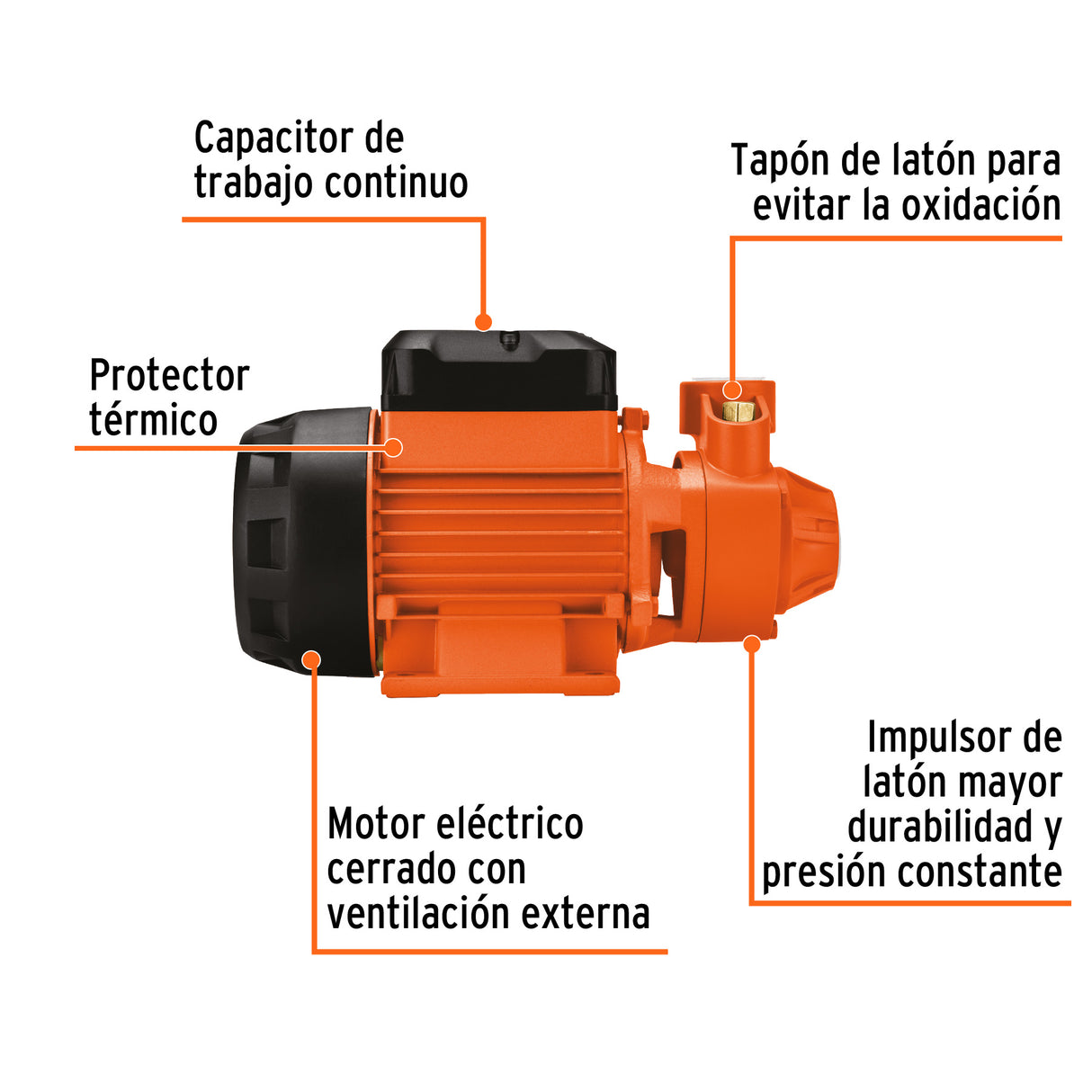 Bomba Periférica 1/2 HP, Altura Máx 45M, Uso Agrícola, Expert