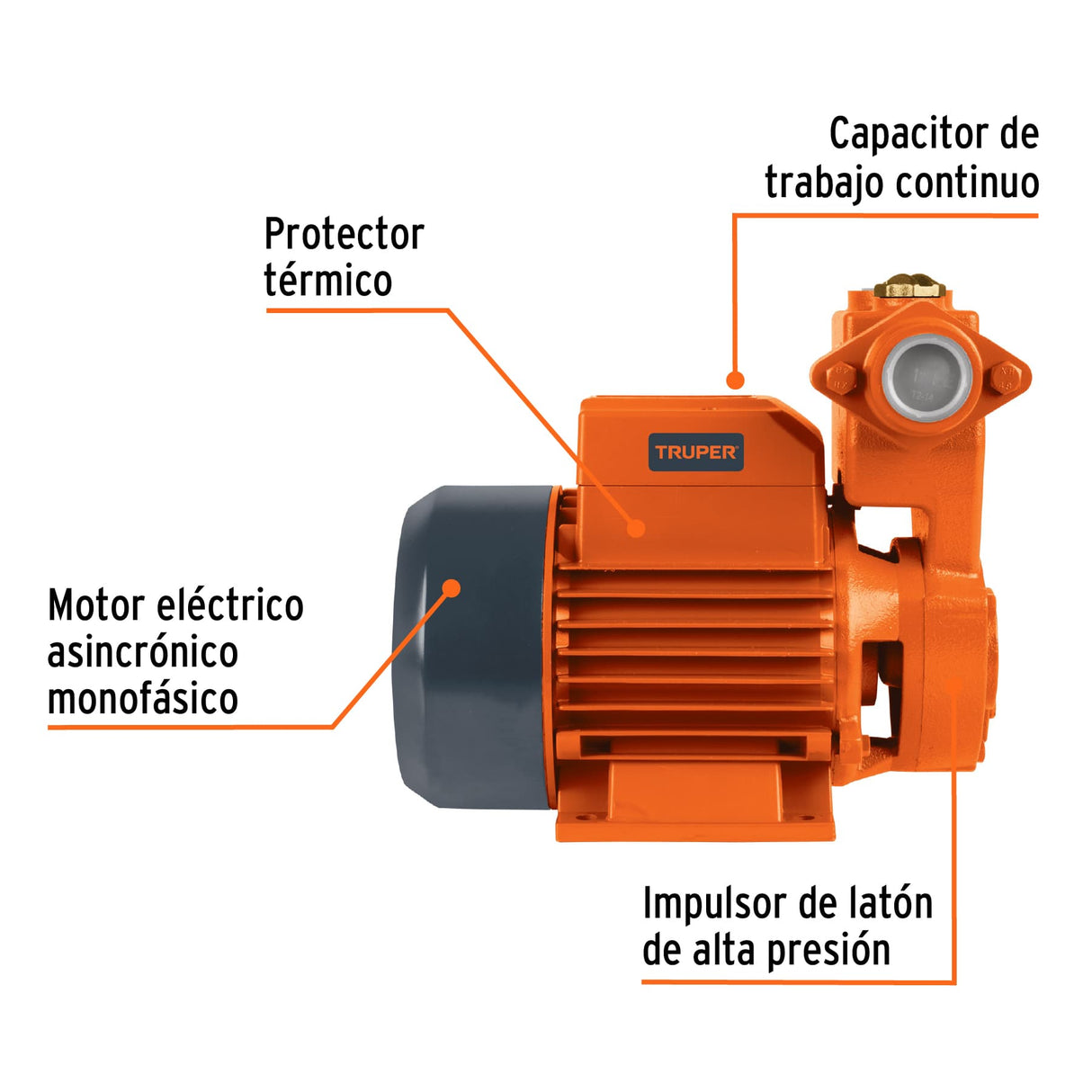 Bomba Periférica Autocebante 3/4 HP, Uso Agrícola, Truper