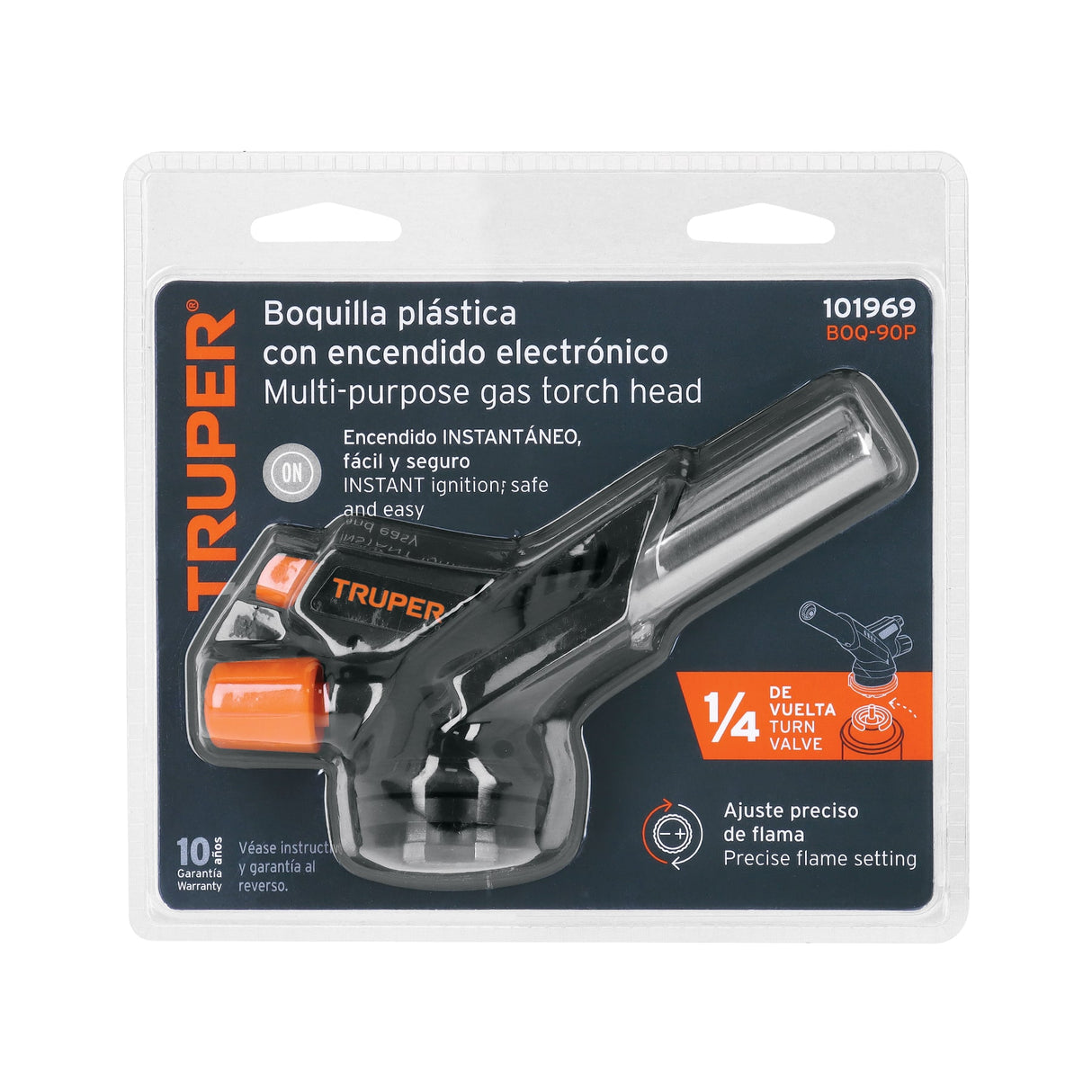 Soplete Plástico, Encendido Electrónico, 1/4 de Vuelta, Truper