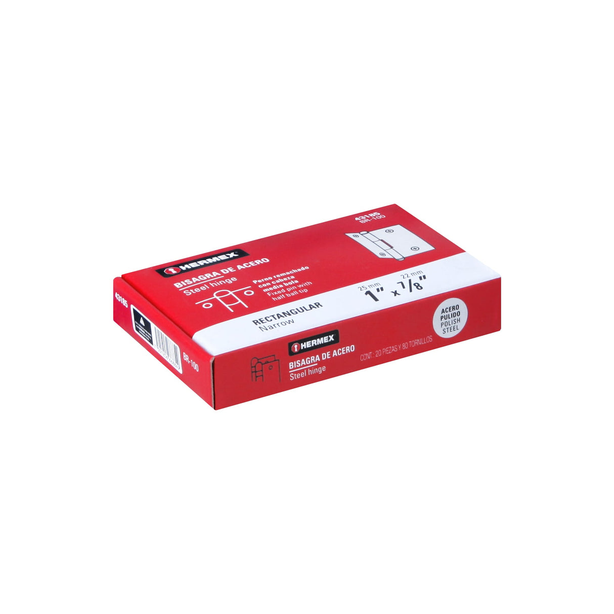 Bisagra Rectangular 1' Acero Pulido, Hermex