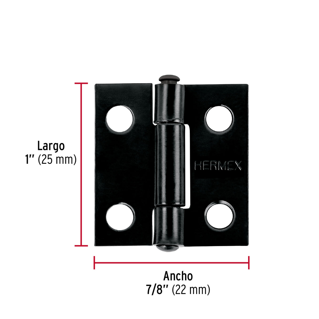 Bisagra Rectangular 1' Negra, Hermex