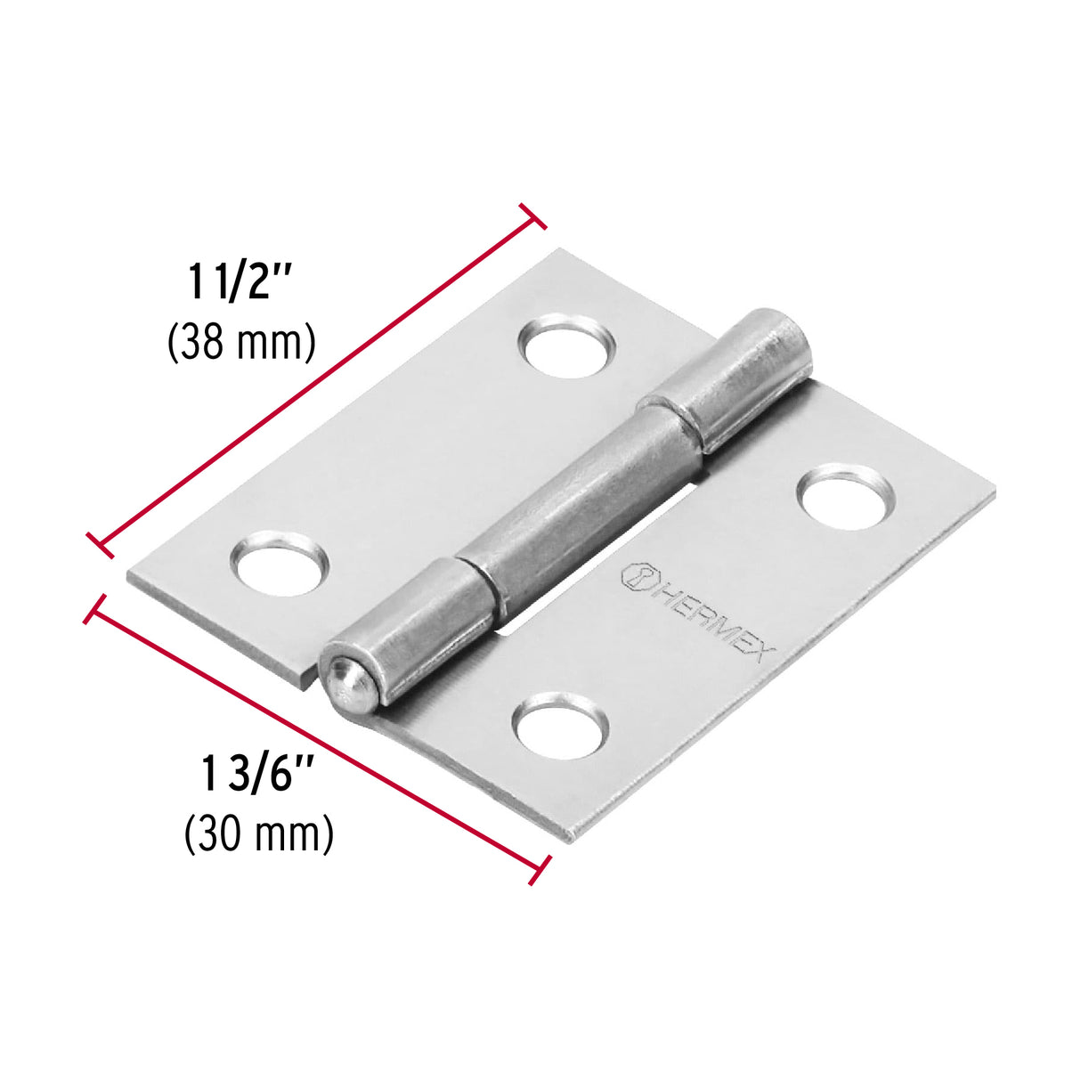 Bisagra Rectangular 1-1/2' Acero Pulido, Hermex