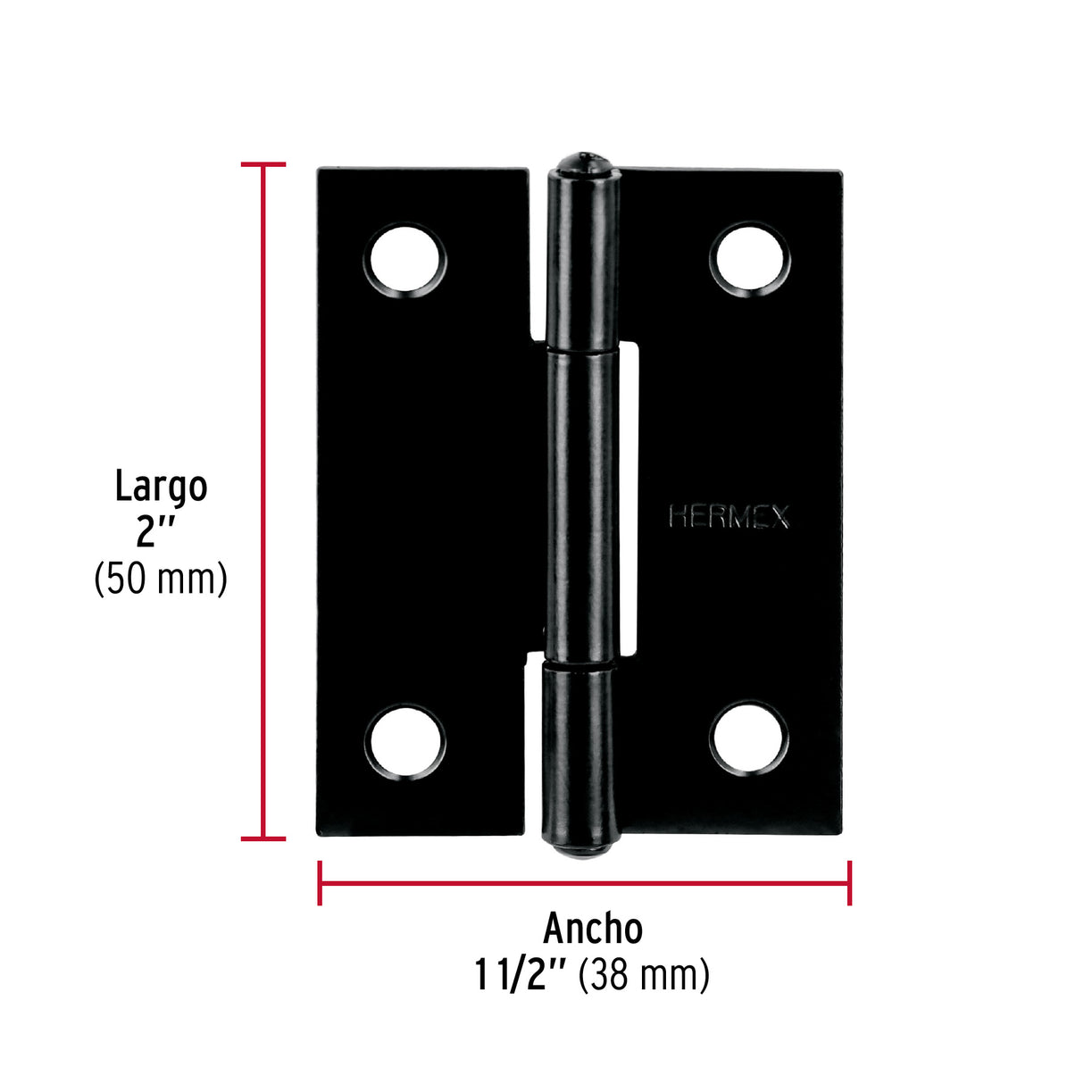Bisagra Rectangular 2' Negra, Hermex