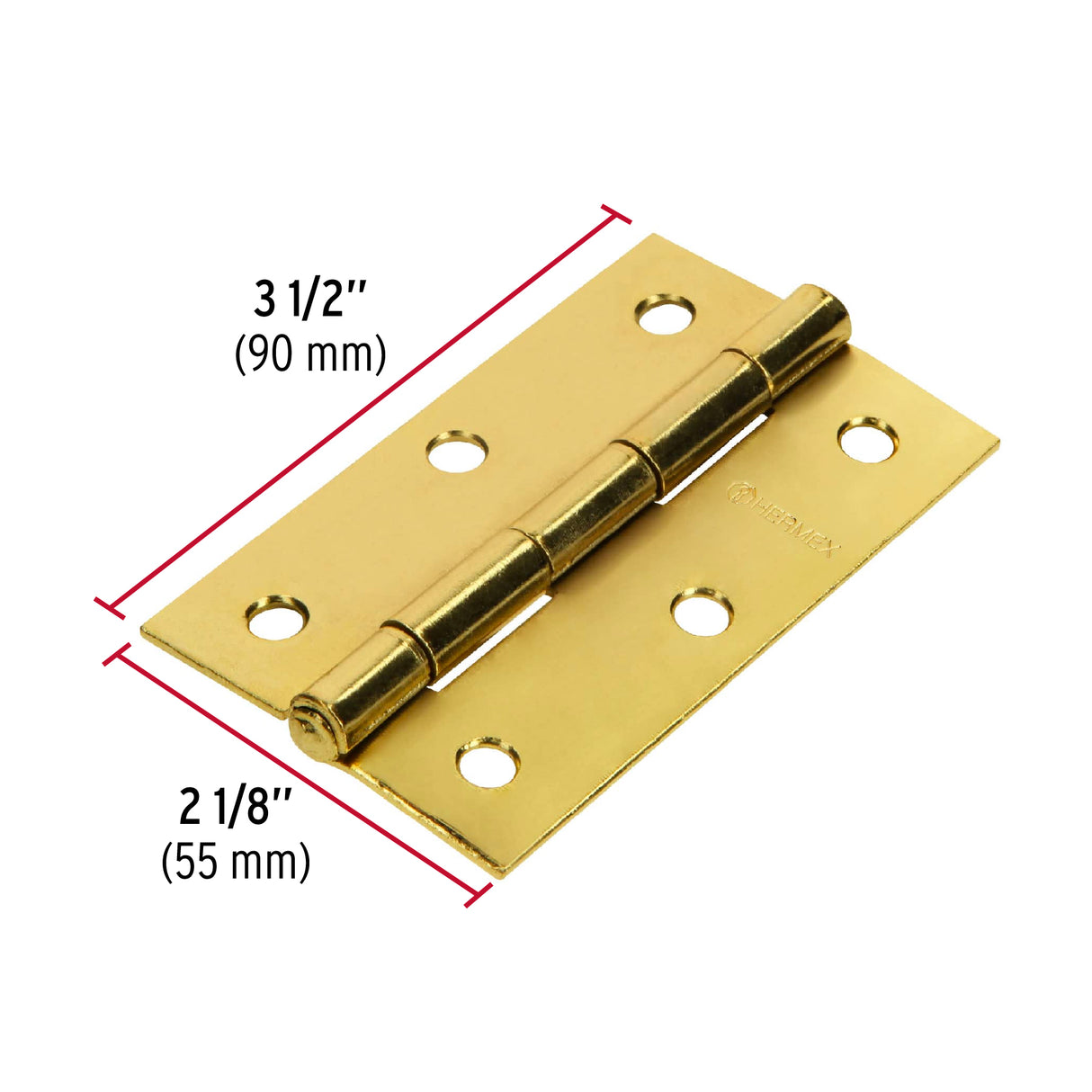 Bisagra Rectangular 3-1/2' Acero Latonado, Hermex