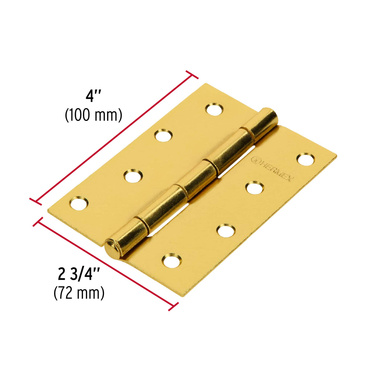 Bisagra Rectangular 4' Acero Latonado, Hermex