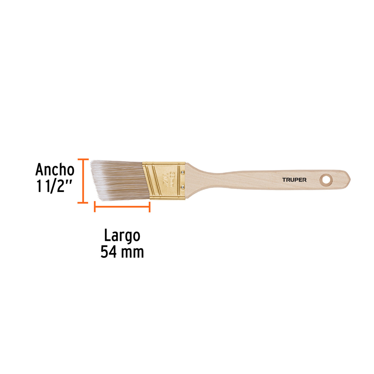 Brocha Cerdas Sintéticas 1-1/2' Corte Angular, Mango Madera