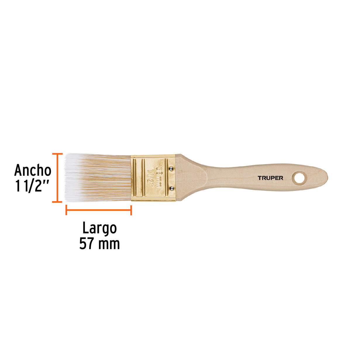Brocha Cerdas Sintéticas 1-1/2' Corte Recto, Mango de Madera