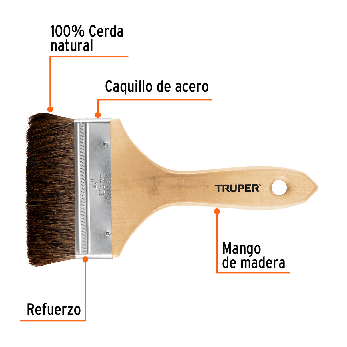 Brocha Pelo de Camello de 4' con Mango de Madera, Truper