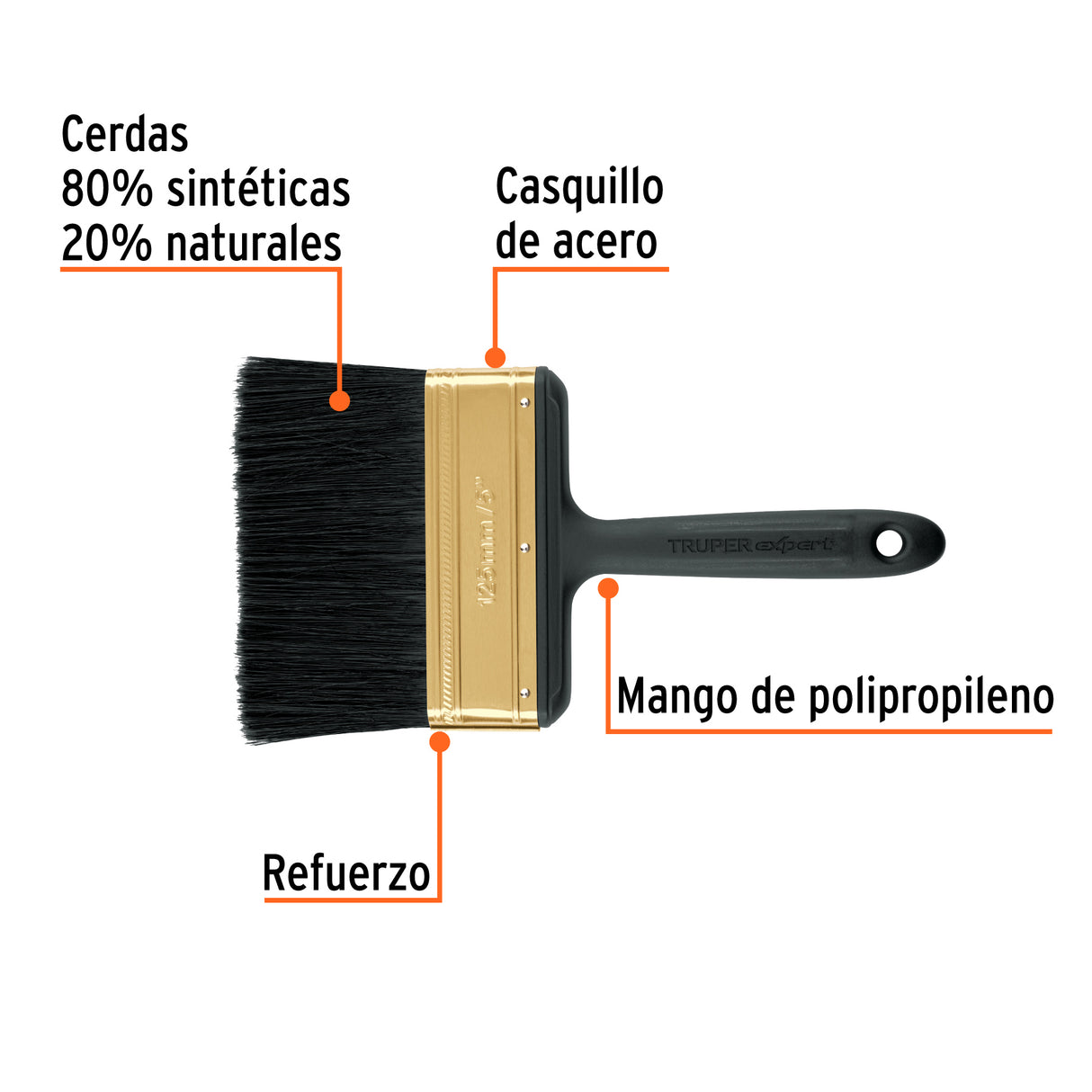 Brocha Profesional de 5' Mango de Plástico, Truper Expert