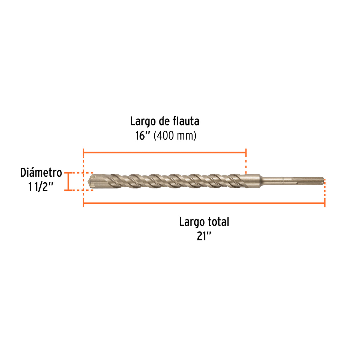 Broca SDS Ma X de 1-1/2 X 21', Truper