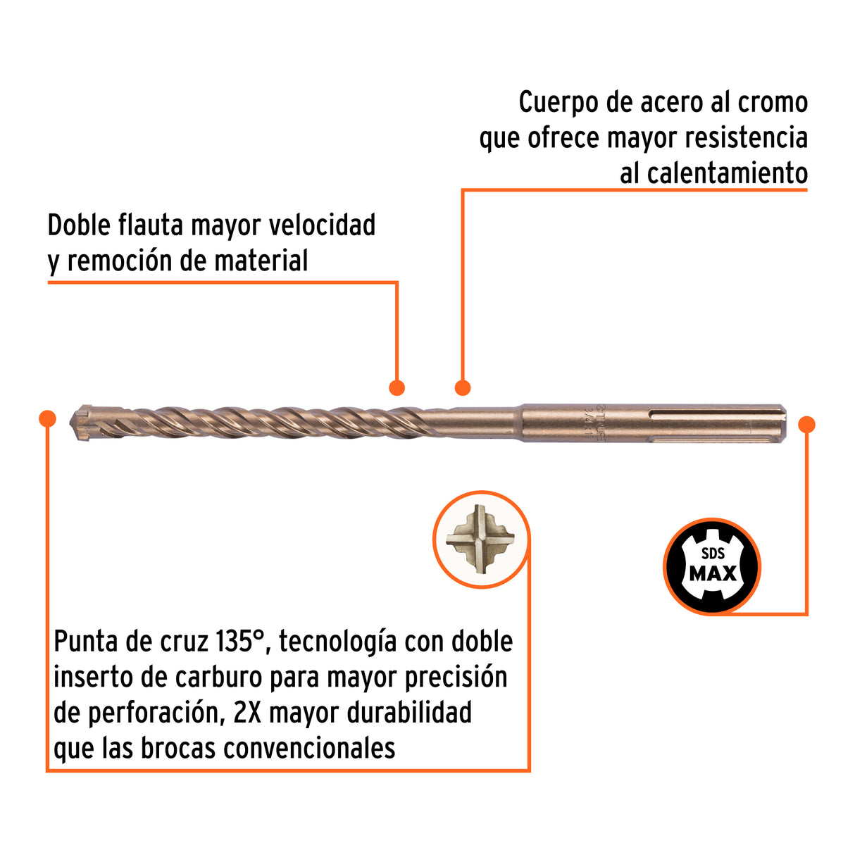 Broca SDS Ma X de 3/4 X 13', Truper