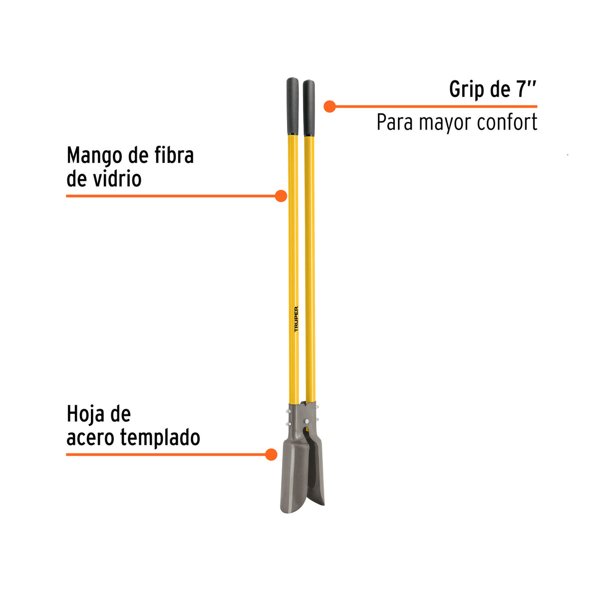Cavador Mangos de Fibra de Vidrio 45', Truper