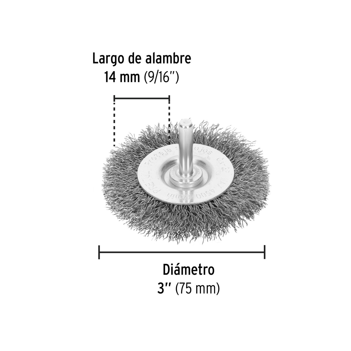 Carda Circular 3' Alambre Grueso para Taladro, Pretul