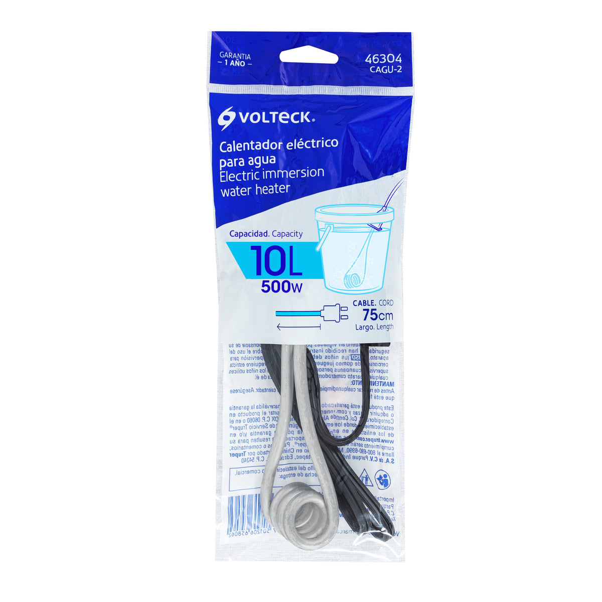 Calentador de Inmersión para Agua #2 de 10 L, 500 W, Volteck