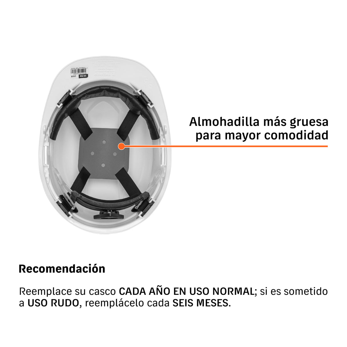 Casco de Seguridad Ventilado, Ajuste de Matraca, Blanco
