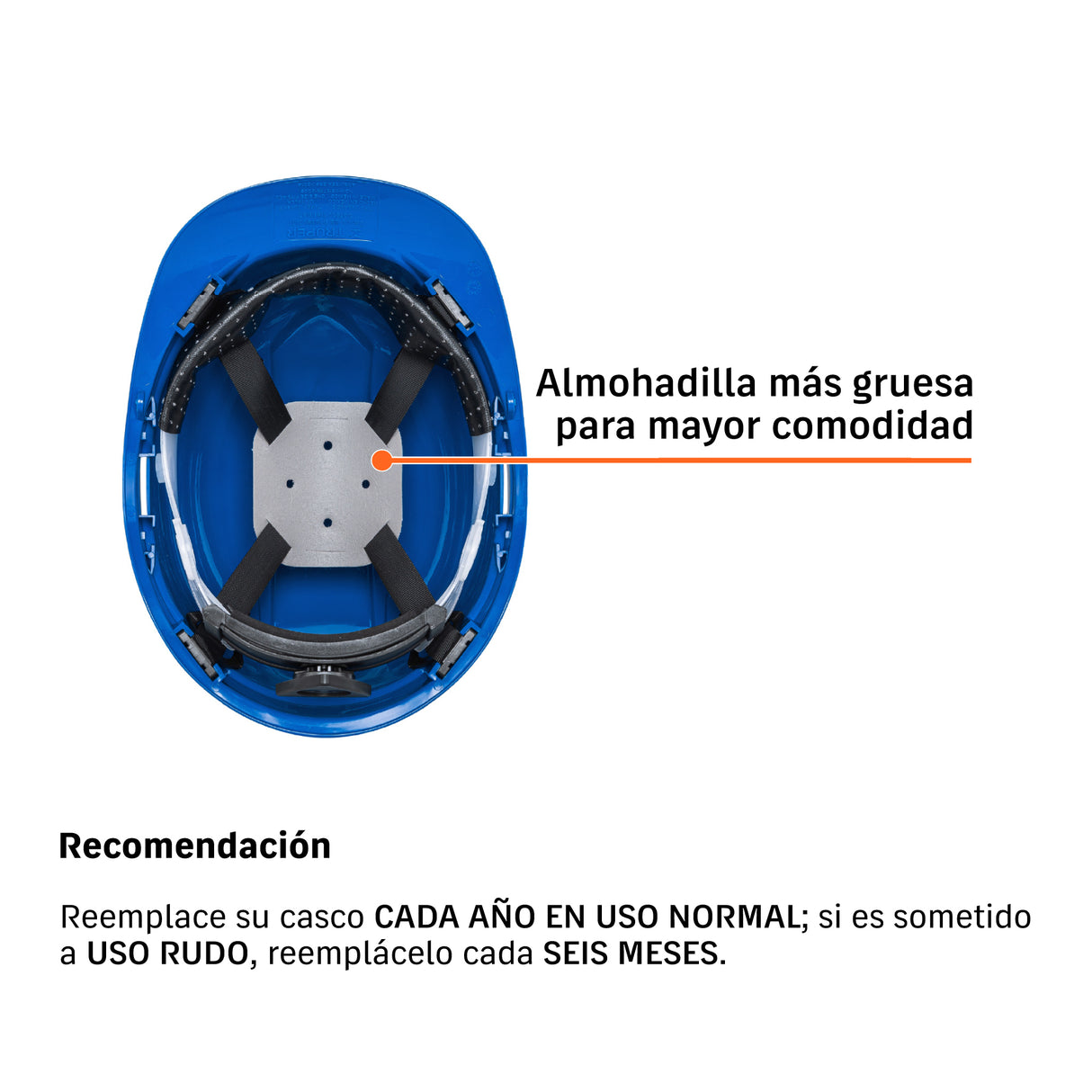 Casco de Seguridad Ventilado, Ajuste de Matraca, Azul