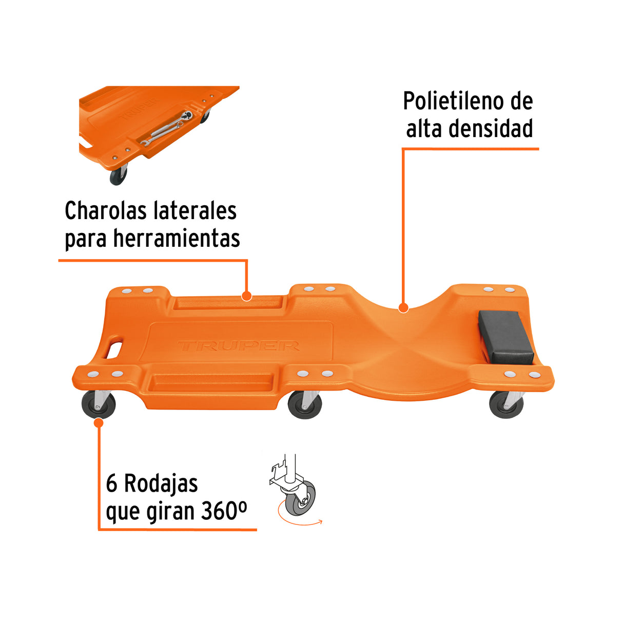 Cama de Plástico 40' para Mecánico, Truper