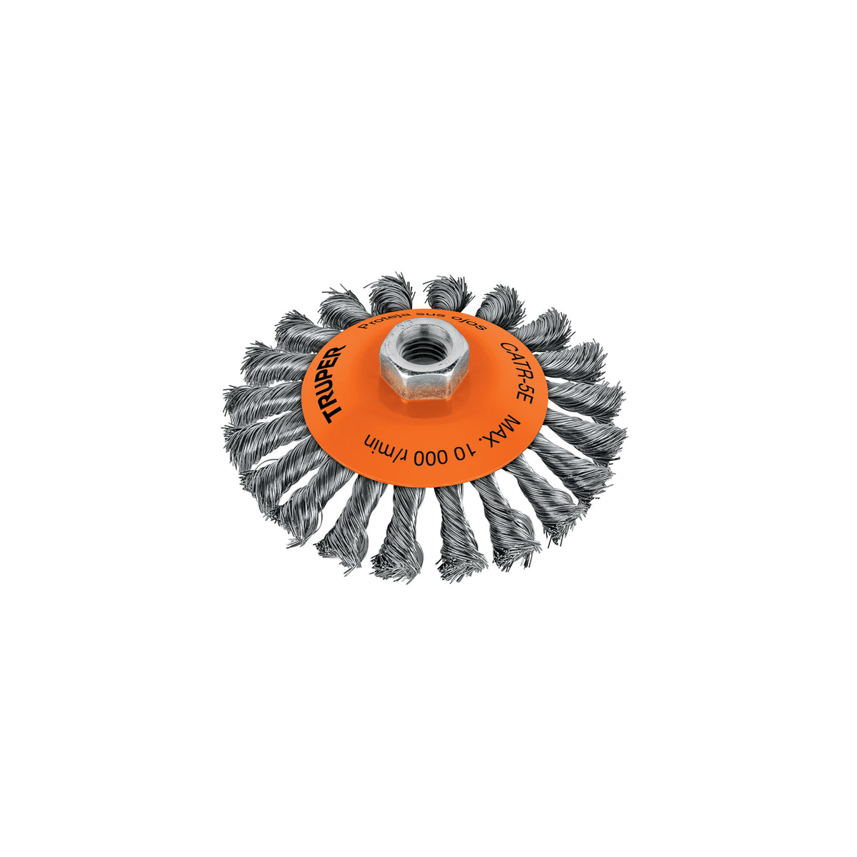 Carda Tipo Cónico 5' Alambre Trenzado, Eje 5/8'-11, Truper