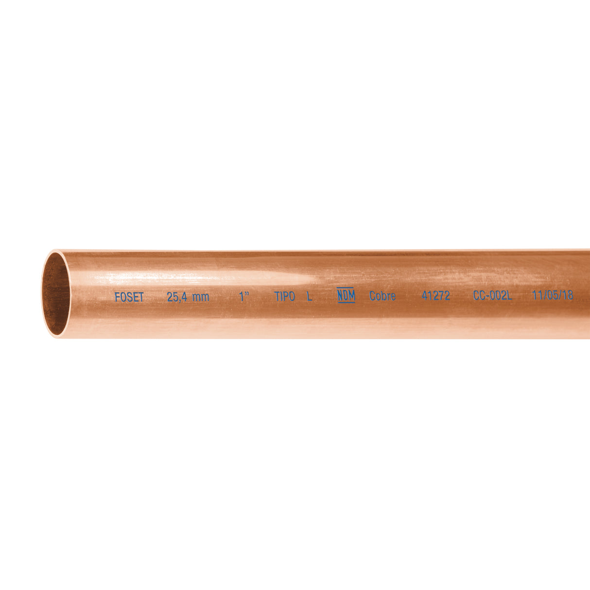 Tubo Rígido de Cobre 1' Tipo 'L', 3M, 2.9 kg, Foset