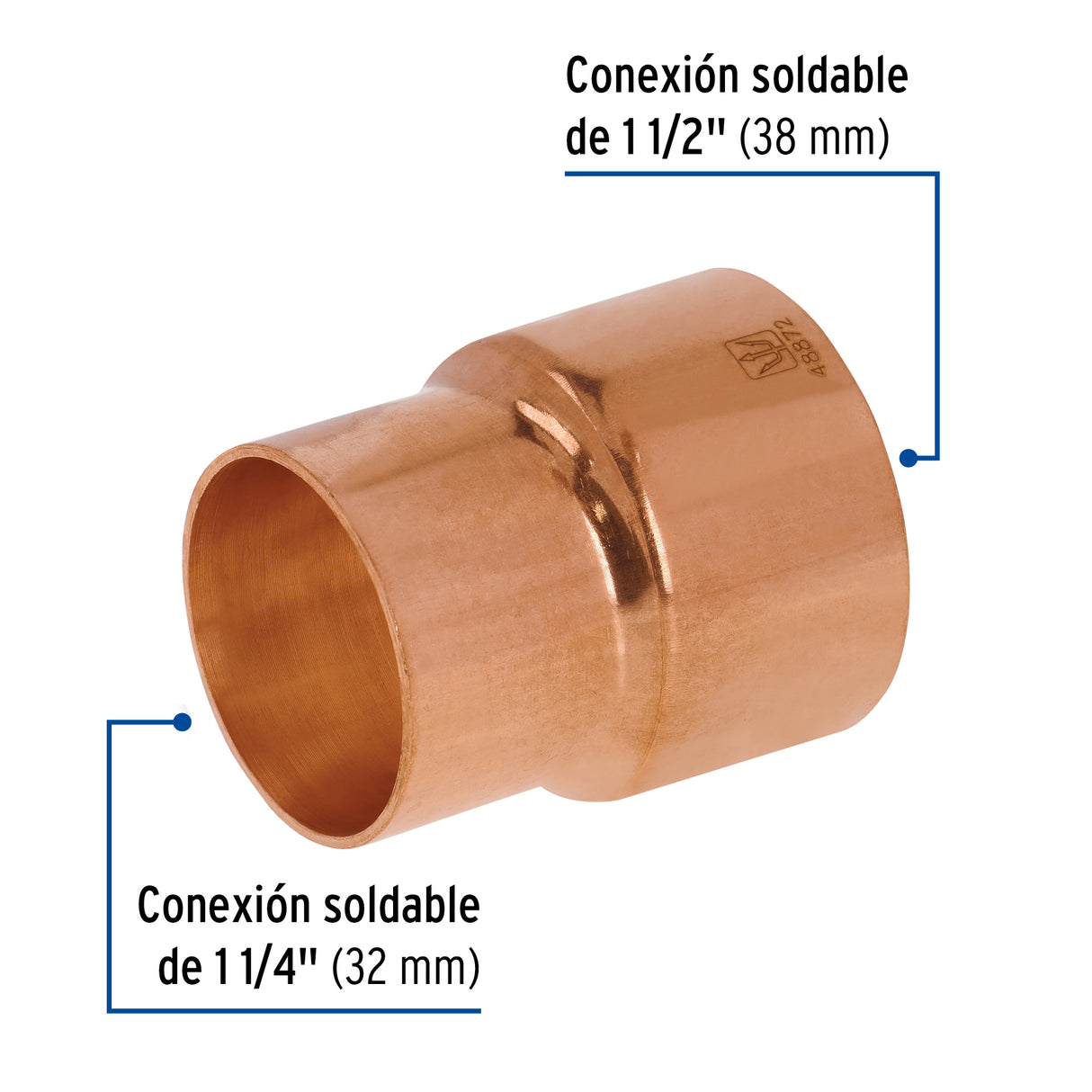 Reducción Campana de Cobre 1-1/2 X 1-1/4', Foset