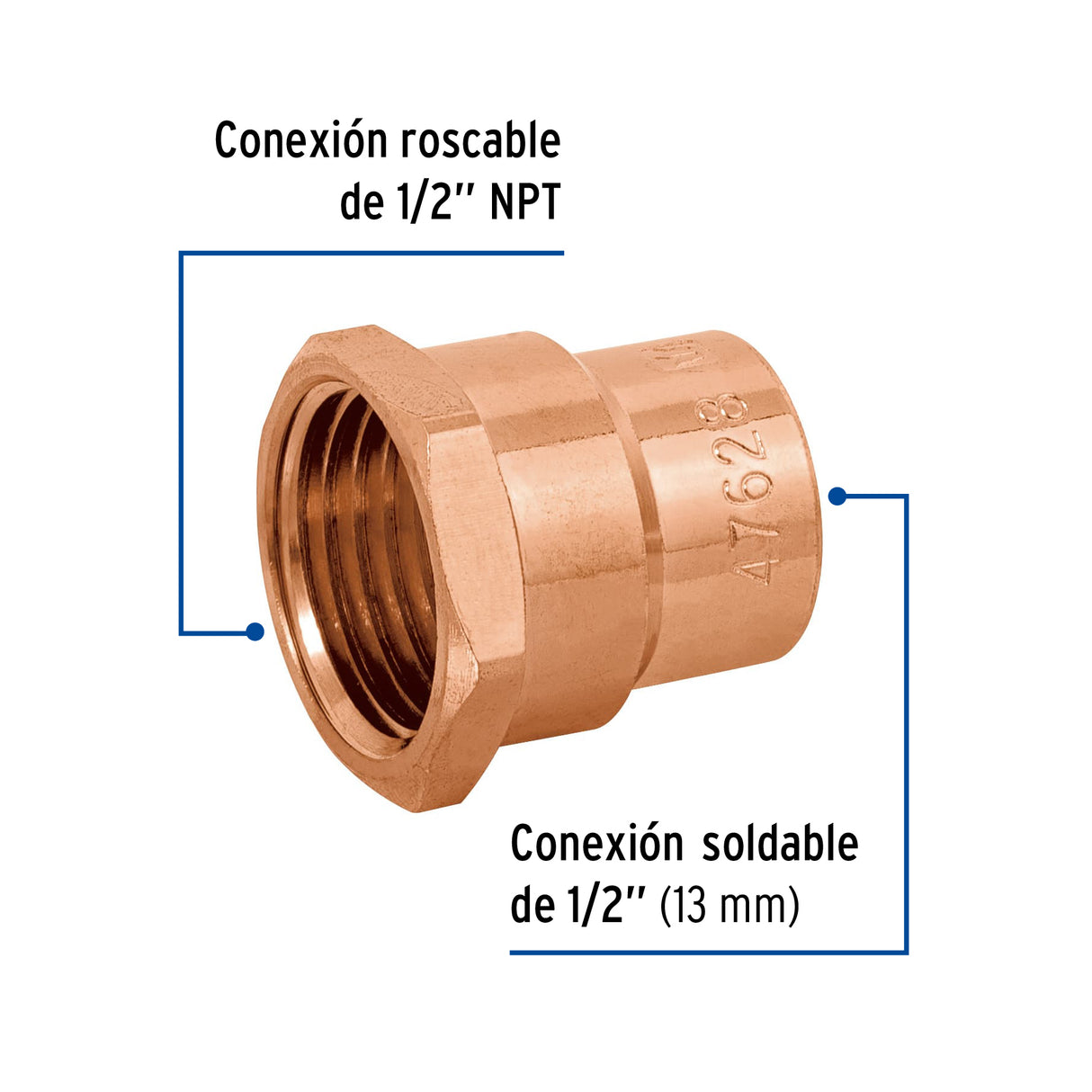 Conector de Cobre de Rosca Interior 1/2', Foset Basic
