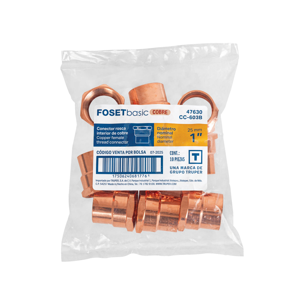 Conector de Cobre de Rosca Interior 1', Foset Basic