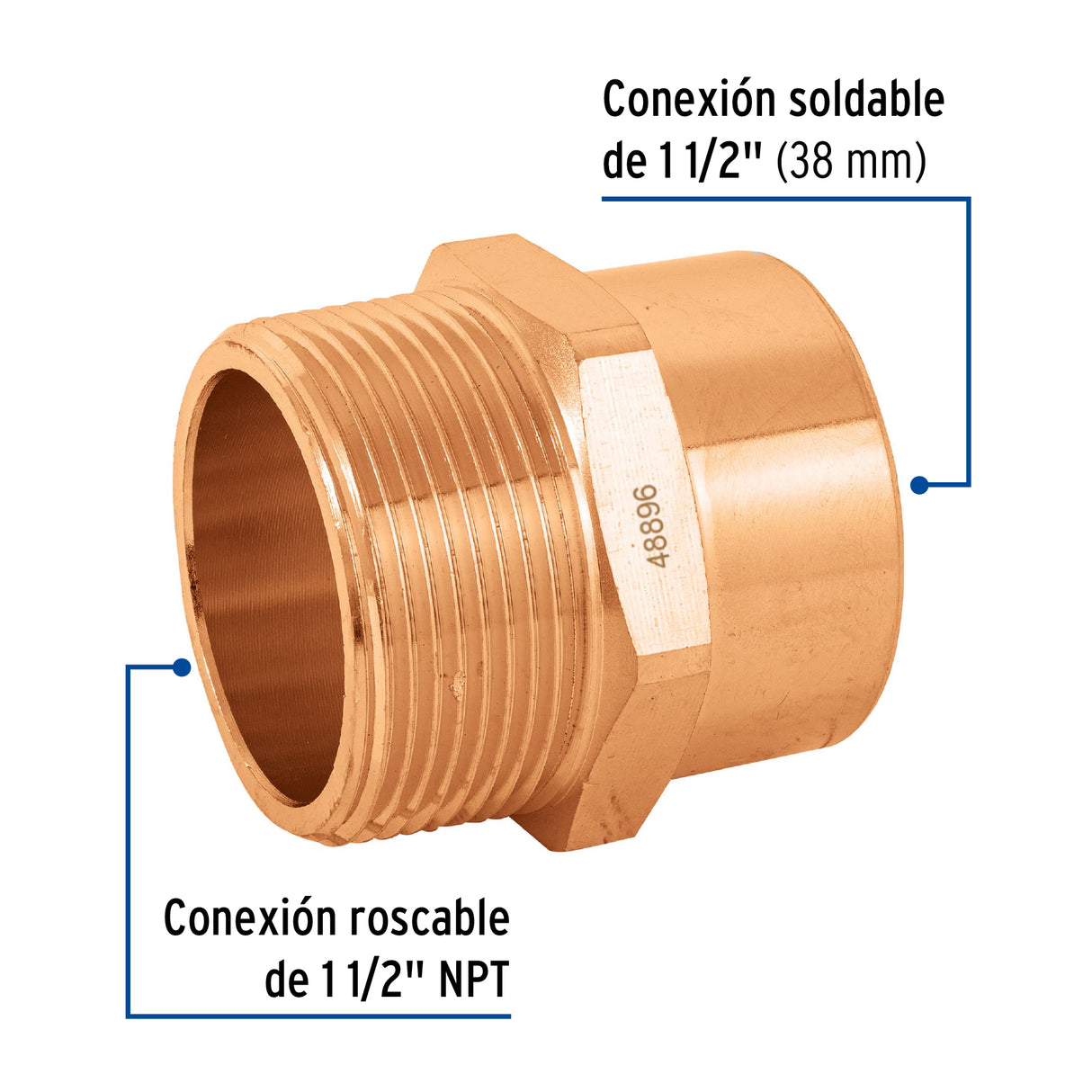 Conector de Cobre, Rosca Exterior 1-1/2', Foset
