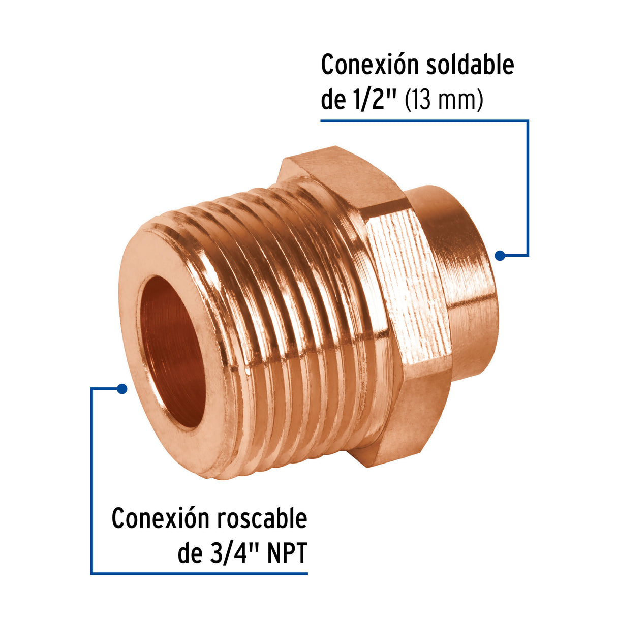 Conector Reducido Macho 3/4 X 1/2', Foset