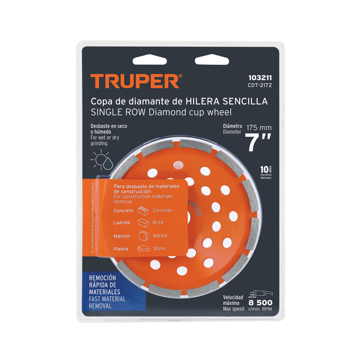Copa de Diamante 1 Hilera 7' X 7/8', Truper