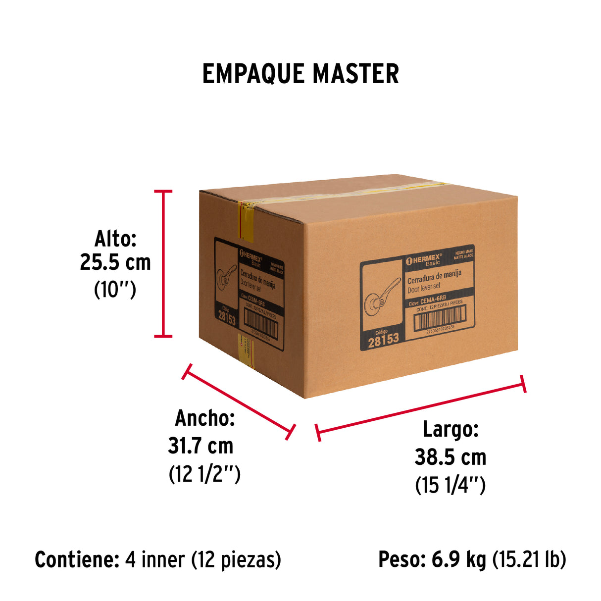 Cerradura Manija 'Milán' para Recámara, Negro, Cil Latón, Basic