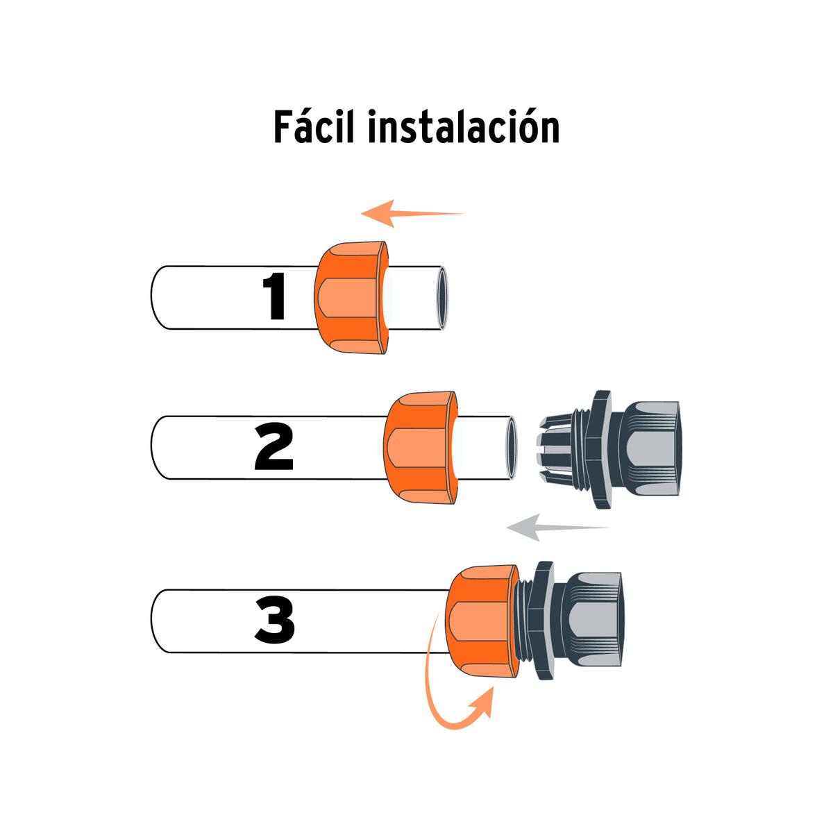 Conector 1/2' Hembra de ABS con Tuerca de Ajuste Manual