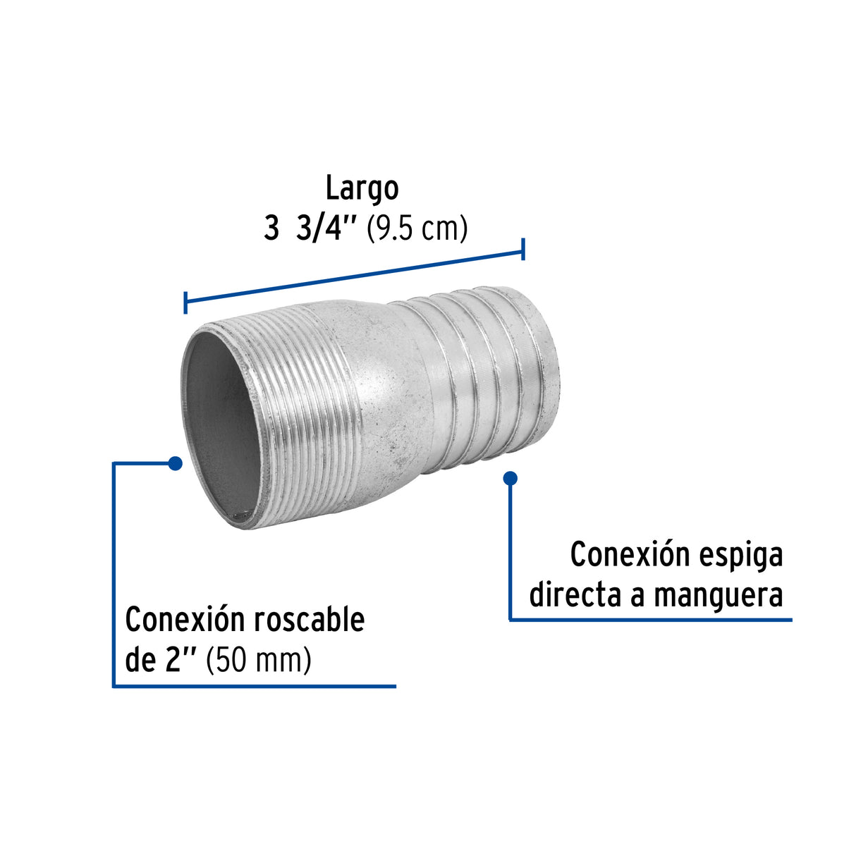 Niple de Acero Galvanizado 2' Tipo Botella, Foset