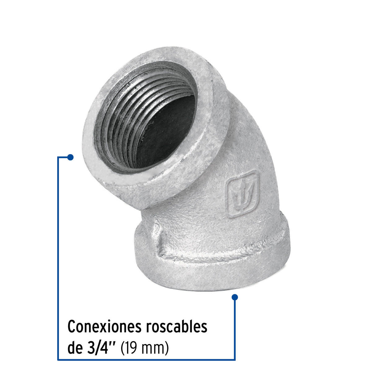 Codo 45° Acero Galvanizado de 3/4', Foset