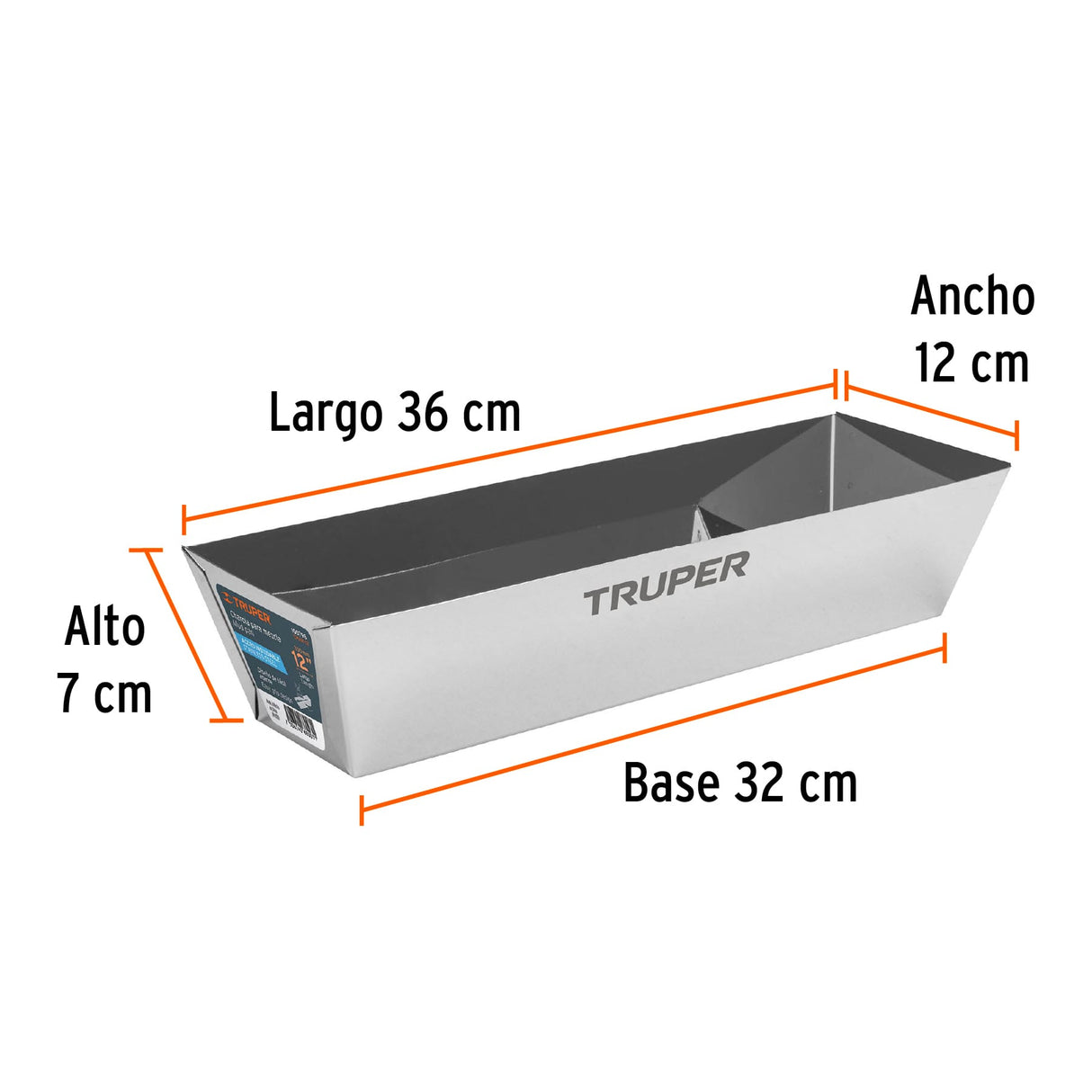 Charola de 12' de Acero Inoxidable para Mezcla, Truper