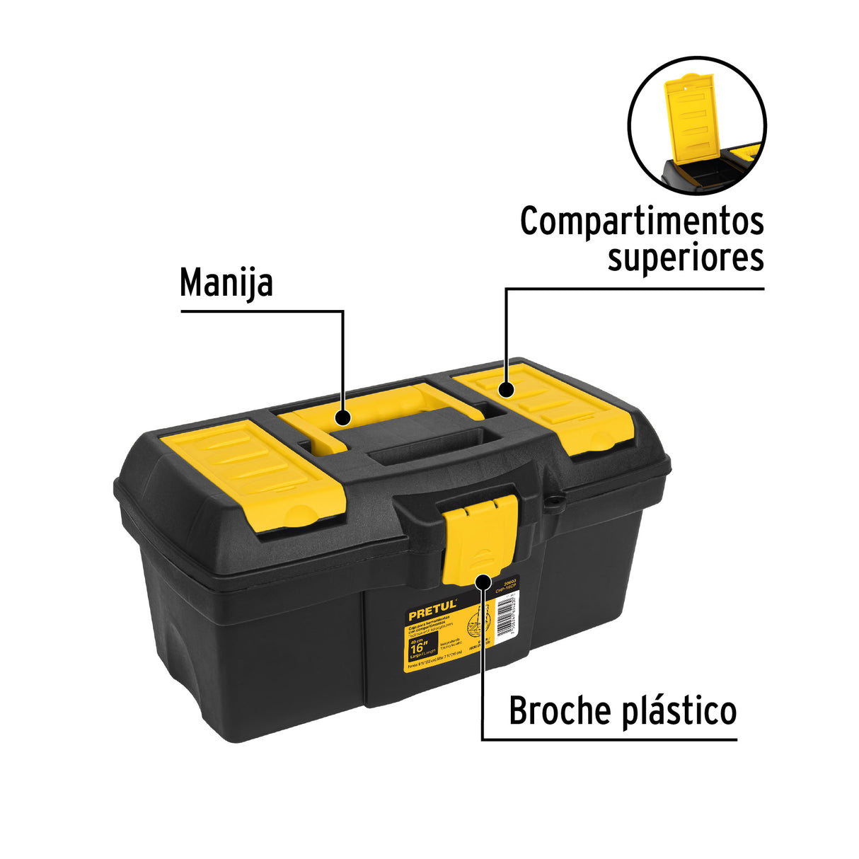 Caja para Herramienta de 16' con Compartimentos, Pretul